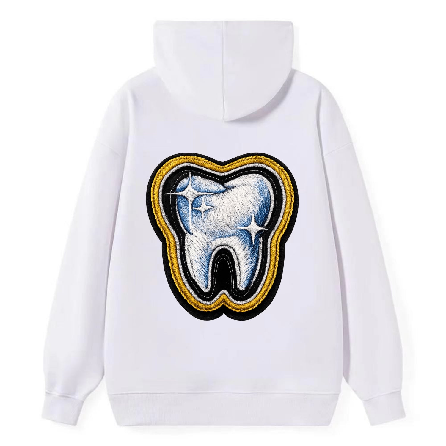 DENTAL TOOTH - molar with sparkle in white and blue , dentist - Classic Pullover Hoodie - White
