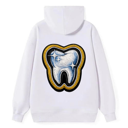 DENTAL TOOTH - molar with sparkle in white and blue , dentist - Classic Pullover Hoodie - White