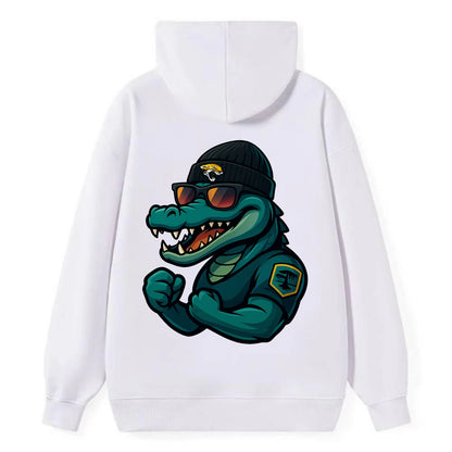 Jacksonville Alligator wearing Jaguars beanie with swamp patch and - Classic Pullover Hoodie - White