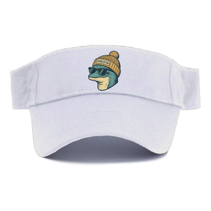 Charleston Dolphin wearing Charleston beanie with pom pom and wayfarer sunglasses - Visor - White