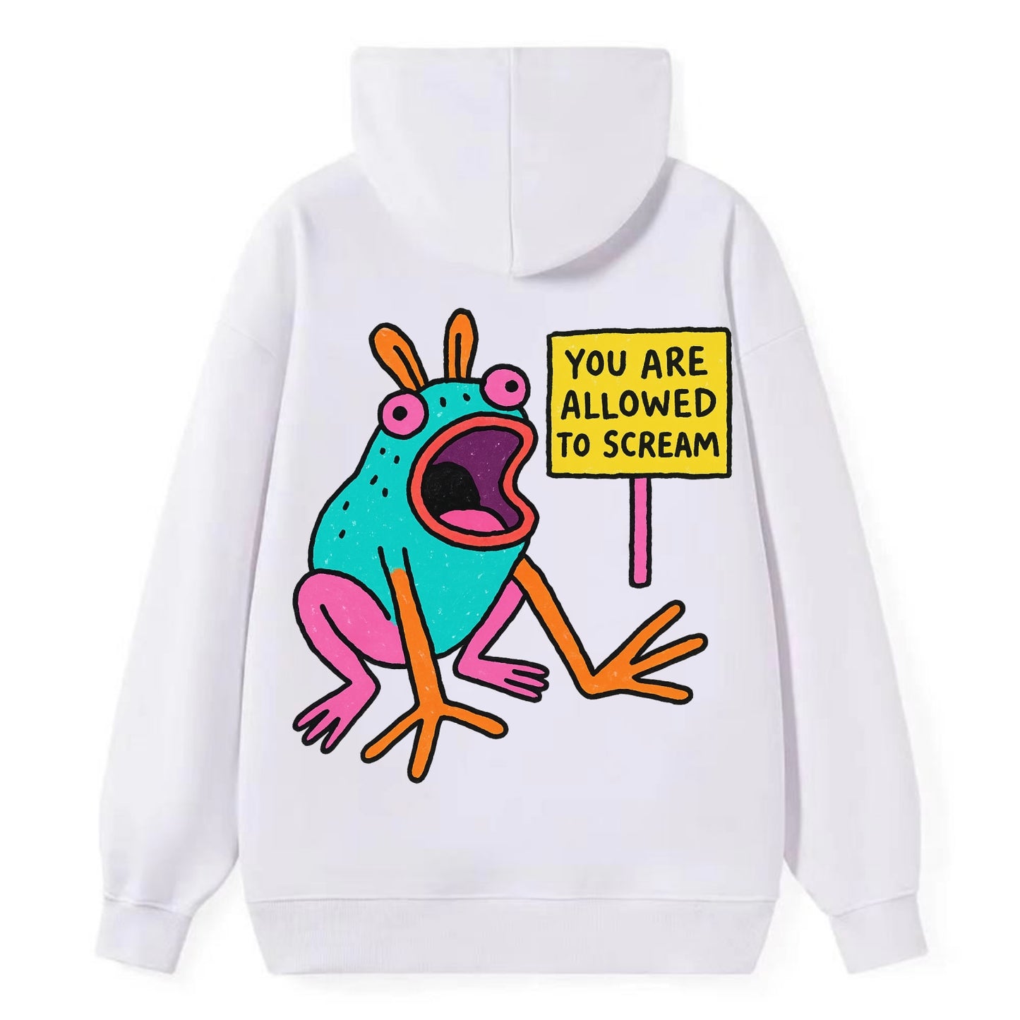 YOU ARE ALLOWED TO SCREAM | Open-mouthed frog - Classic Pullover Hoodie - White