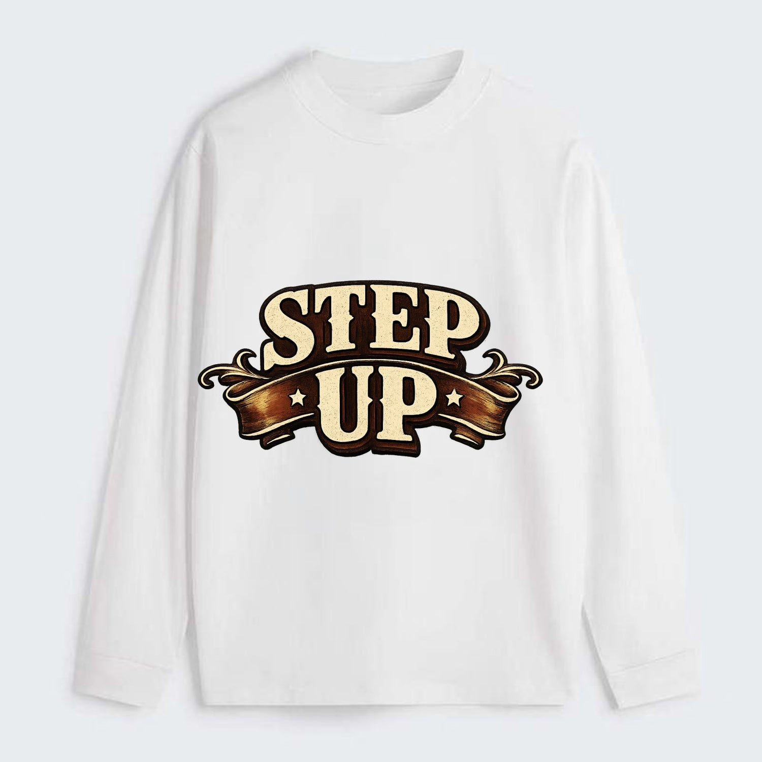 Bold typography design - "STEP UP" - rise to occasion, take charge - Classic Long Sleeve Shirt - White