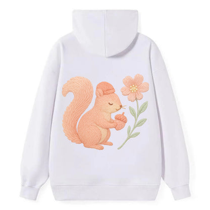 Coral Squirrel - Classic Pullover Hoodie - White