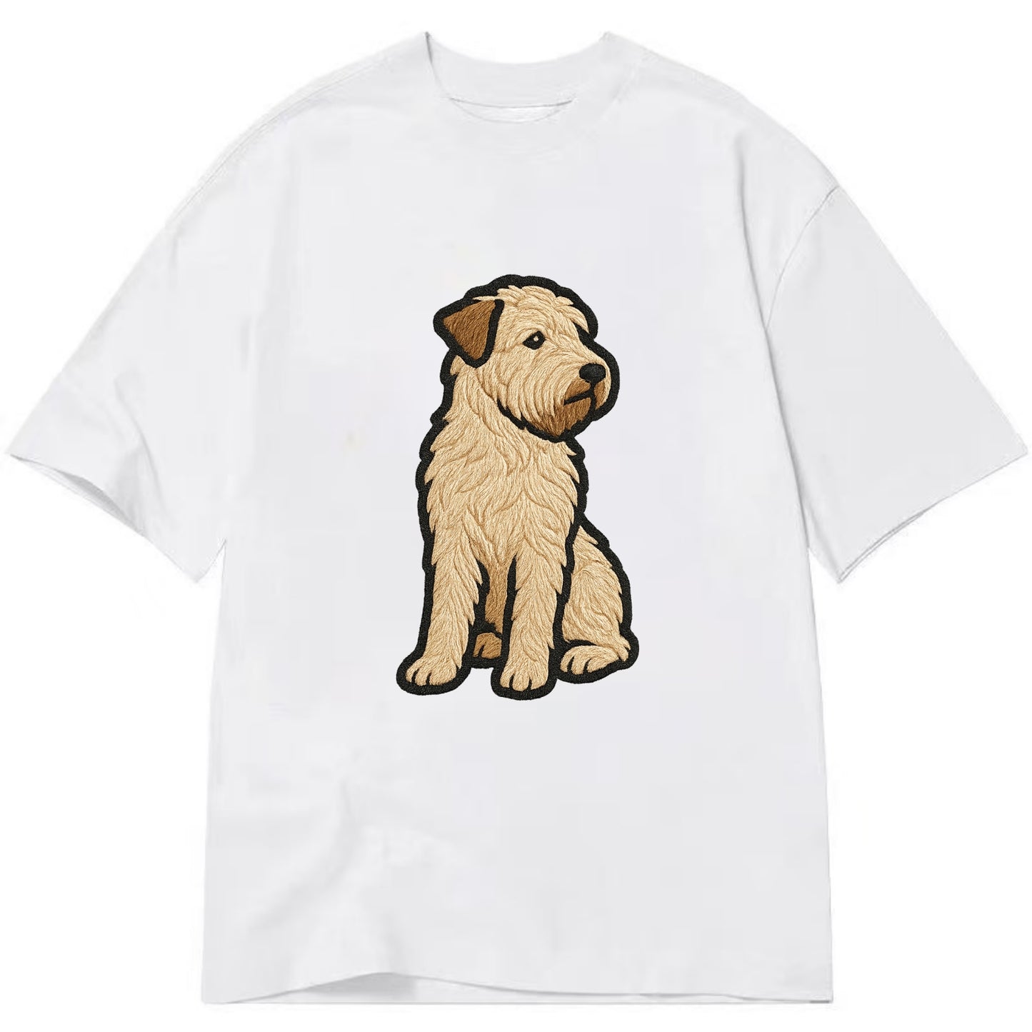 Soft Coated Wheaten Terrier - Light tan flowing coat embroidered pose - Classic T-shirt - White