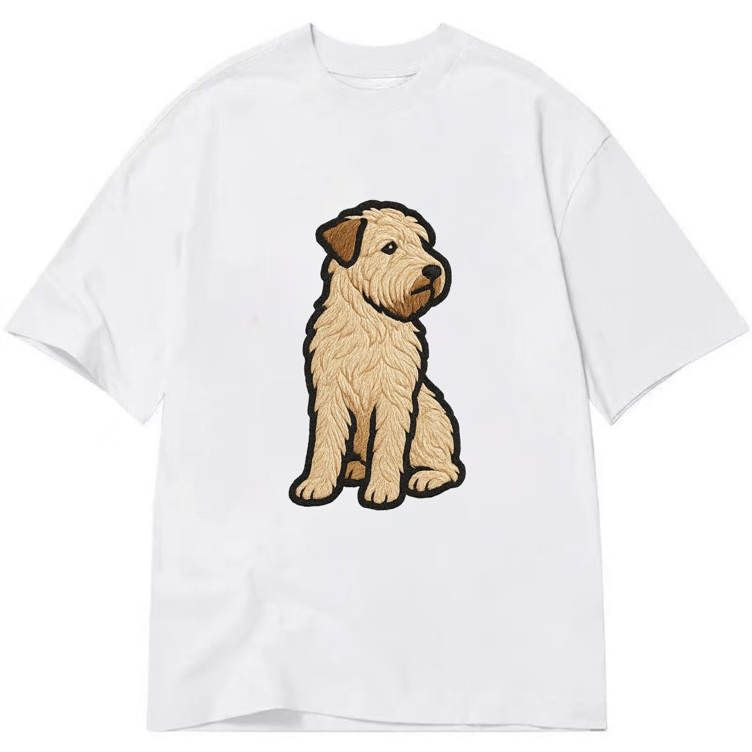 Soft Coated Wheaten Terrier - Light tan flowing coat embroidered pose - Classic T-shirt - White