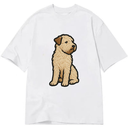 Soft Coated Wheaten Terrier - Light tan flowing coat embroidered pose - Classic T-shirt - White