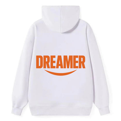 Bold typography design - "DREAMER" - imagination, seeing possibilities - Classic Pullover Hoodie - White