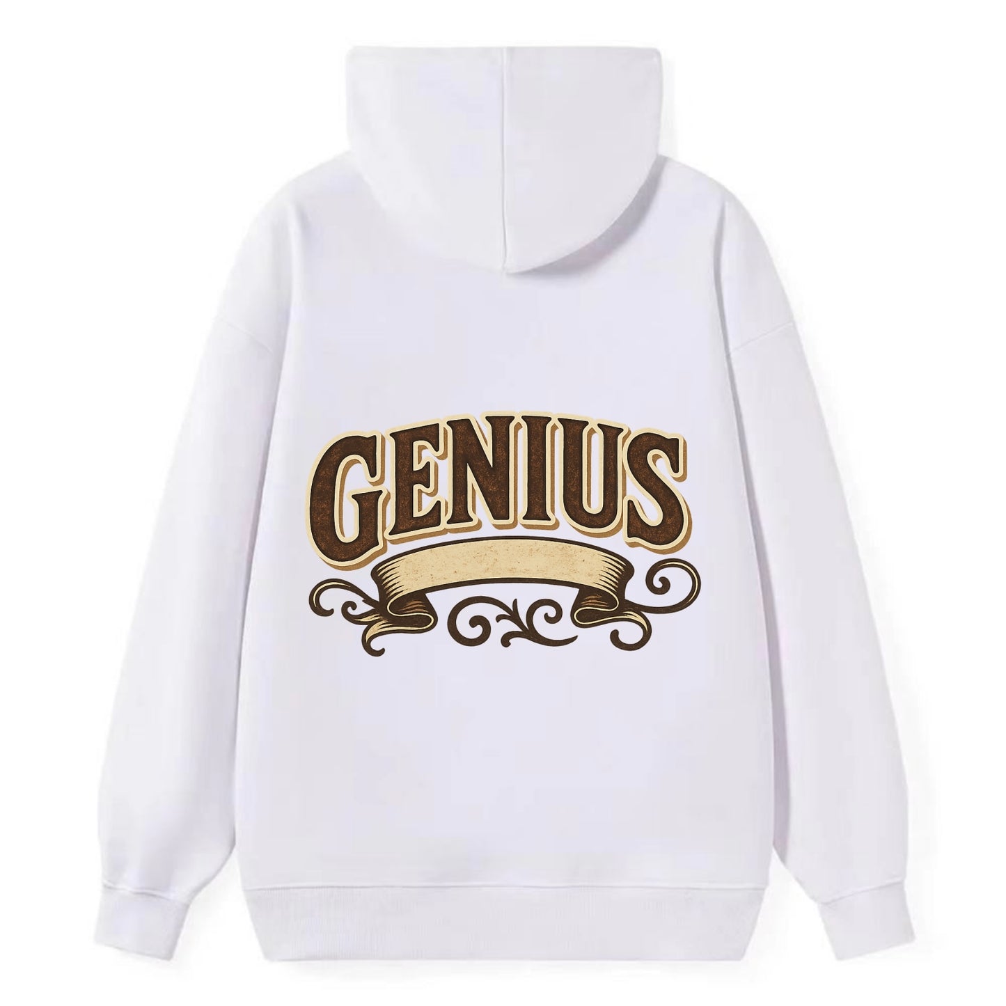 Bold typography design - "GENIUS" - exceptional intelligence, brilliance - Classic Pullover Hoodie - White