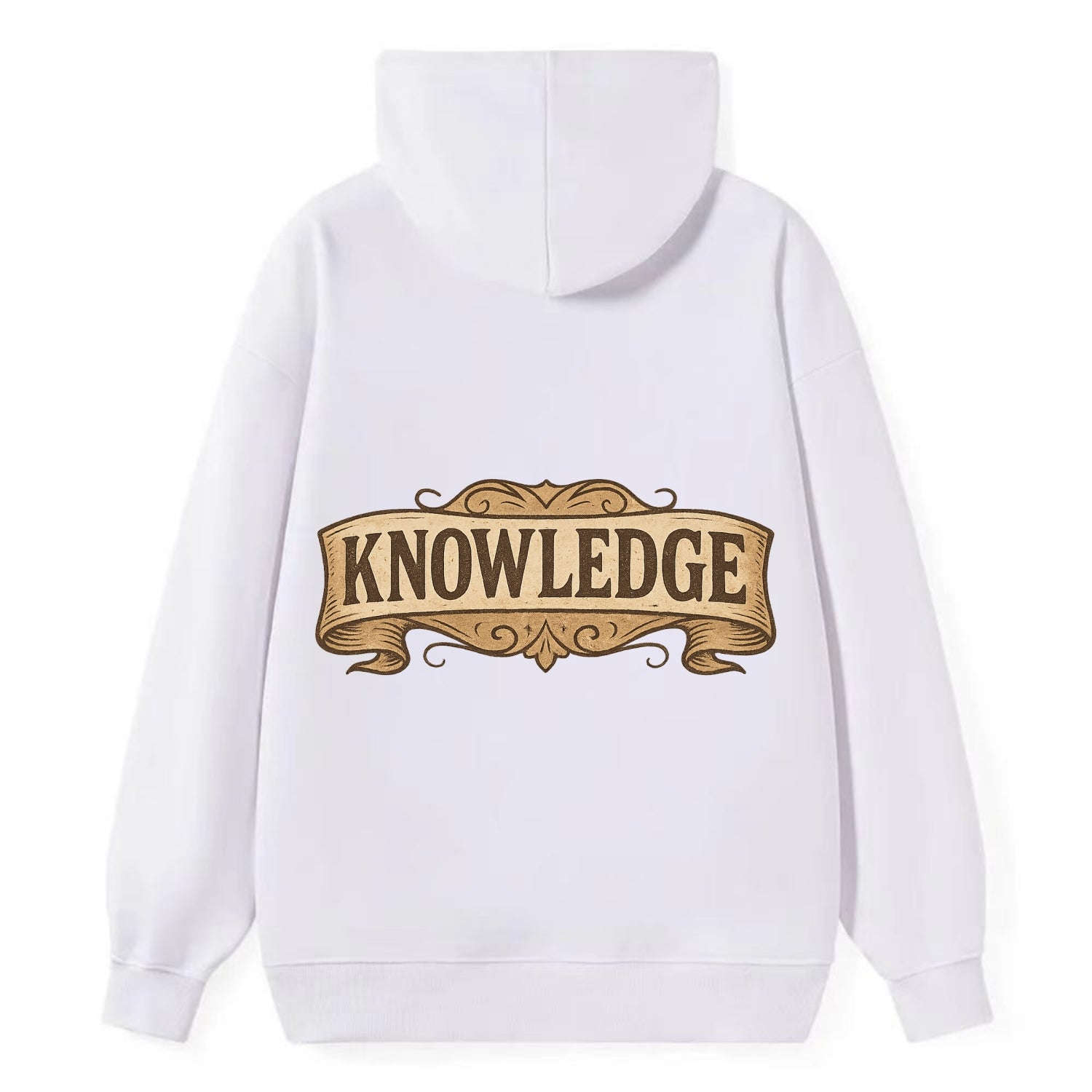Bold typography design - "KNOWLEDGE" - learning, understanding - Classic Pullover Hoodie - White