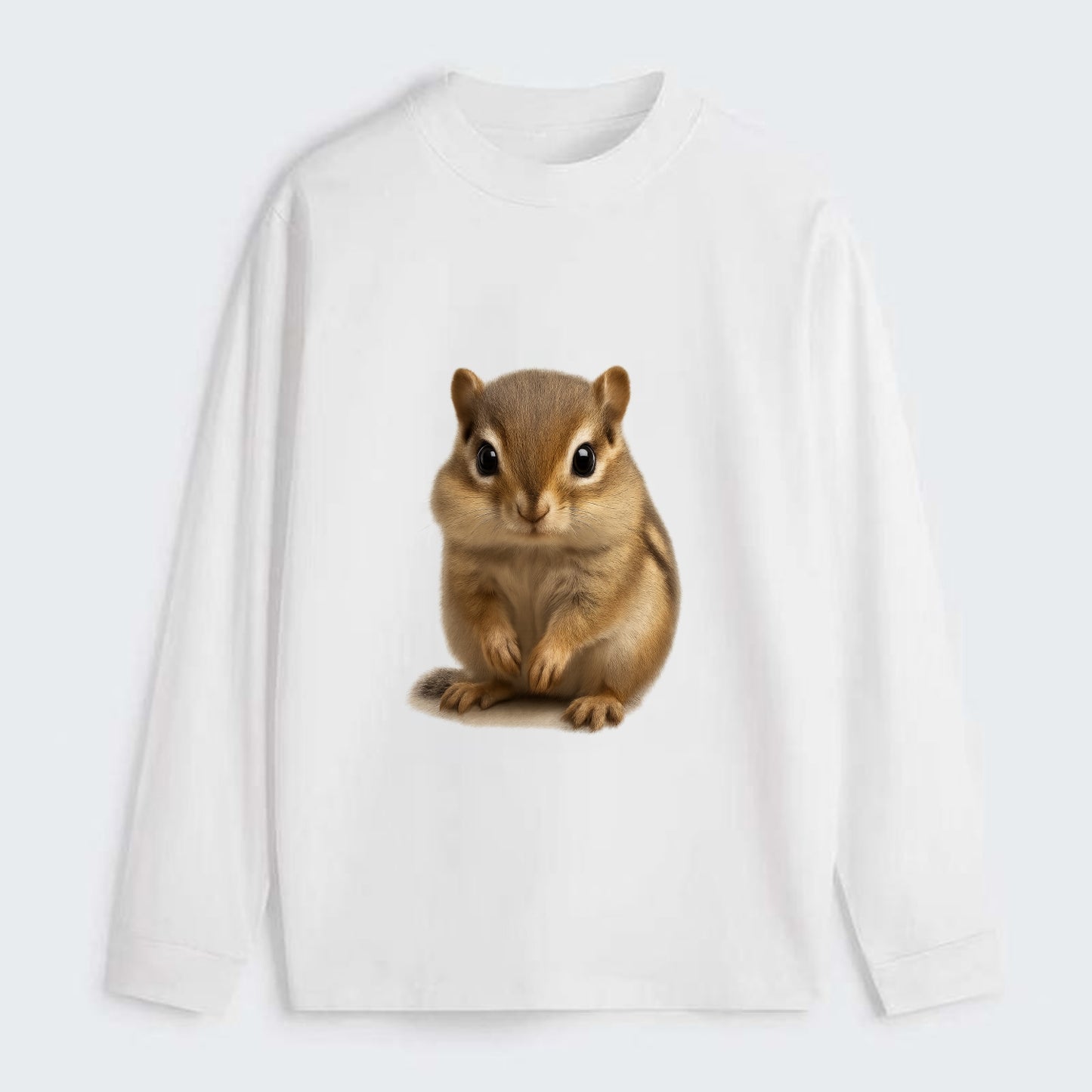 Baby Chipmunk - striped back, cheek pouches, tiny paws, bright eyes, - Classic Long Sleeve Shirt - White