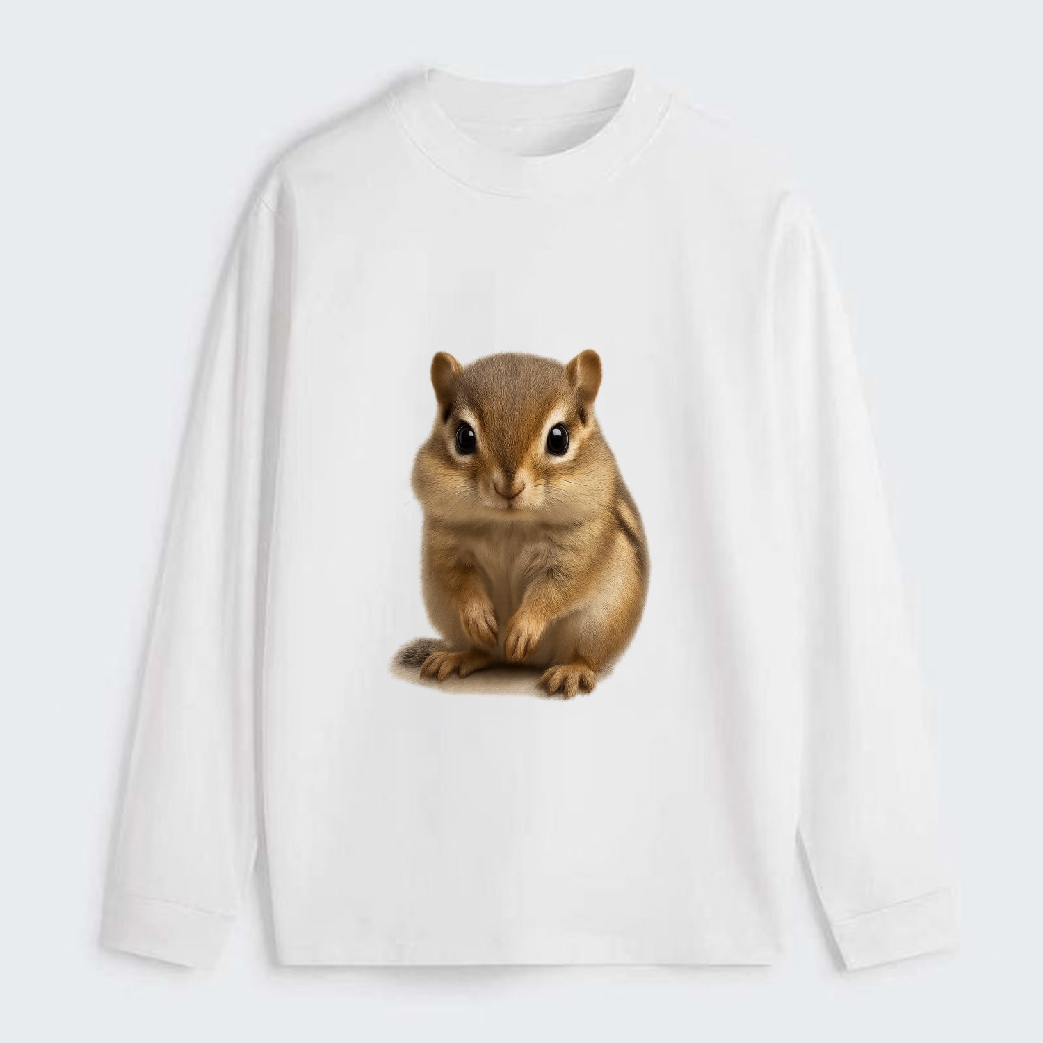 Baby Chipmunk - striped back, cheek pouches, tiny paws, bright eyes, - Classic Long Sleeve Shirt - White