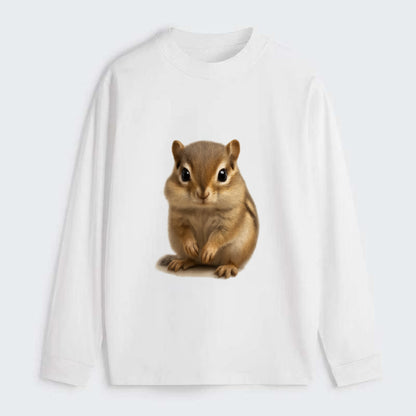 Baby Chipmunk - striped back, cheek pouches, tiny paws, bright eyes, - Classic Long Sleeve Shirt - White