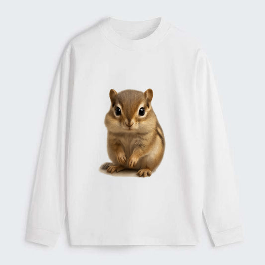 Baby Chipmunk - striped back, cheek pouches, tiny paws, bright eyes, - Classic Long Sleeve Shirt - White
