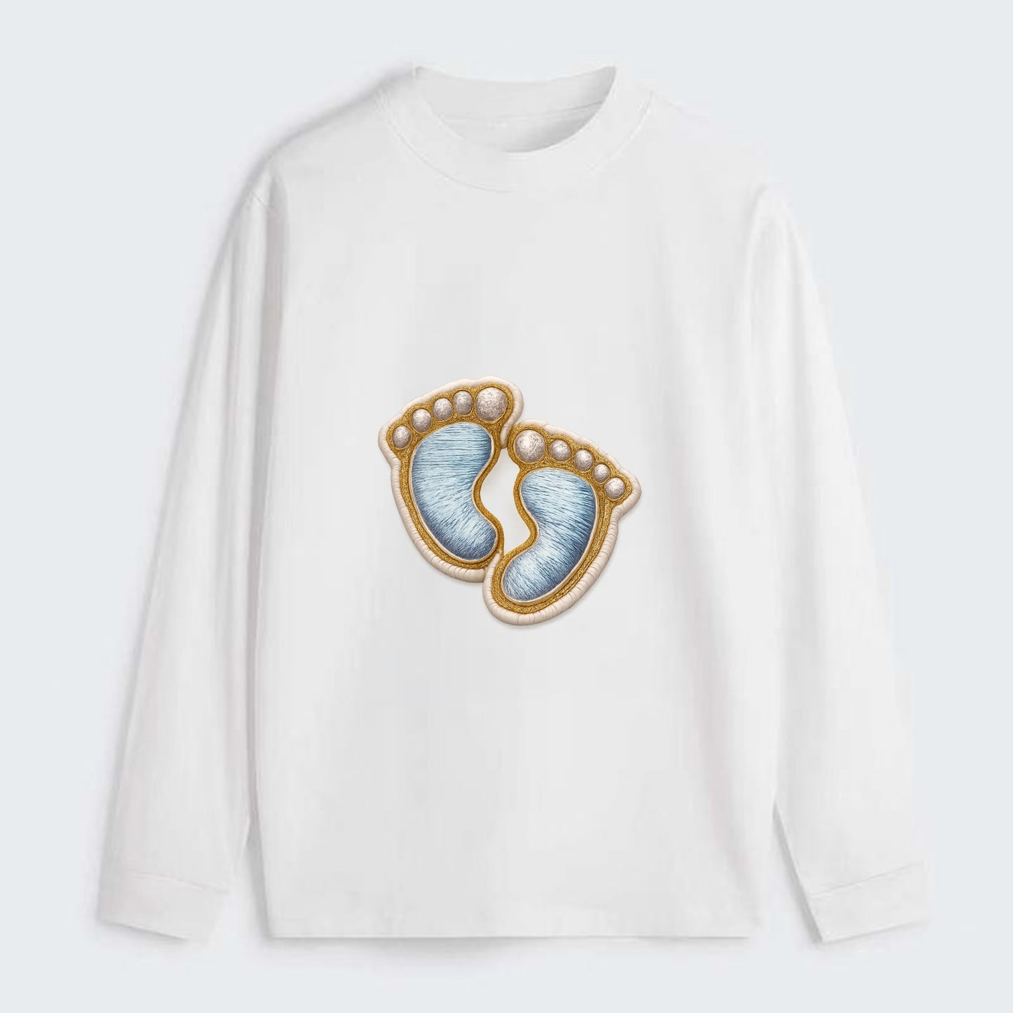BABY FOOTPRINTS - tiny feet in pink or blue , newborn - Classic Long Sleeve Shirt - White