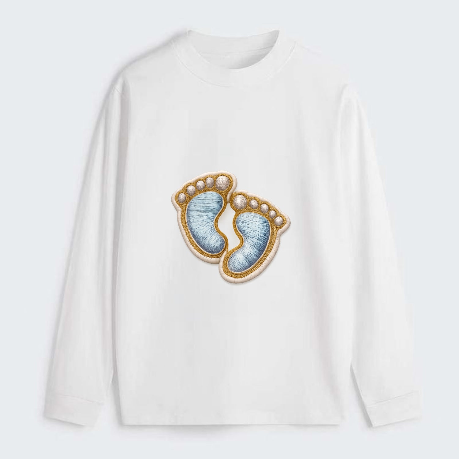 BABY FOOTPRINTS - tiny feet in pink or blue , newborn - Classic Long Sleeve Shirt - White