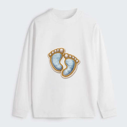 BABY FOOTPRINTS - tiny feet in pink or blue , newborn - Classic Long Sleeve Shirt - White
