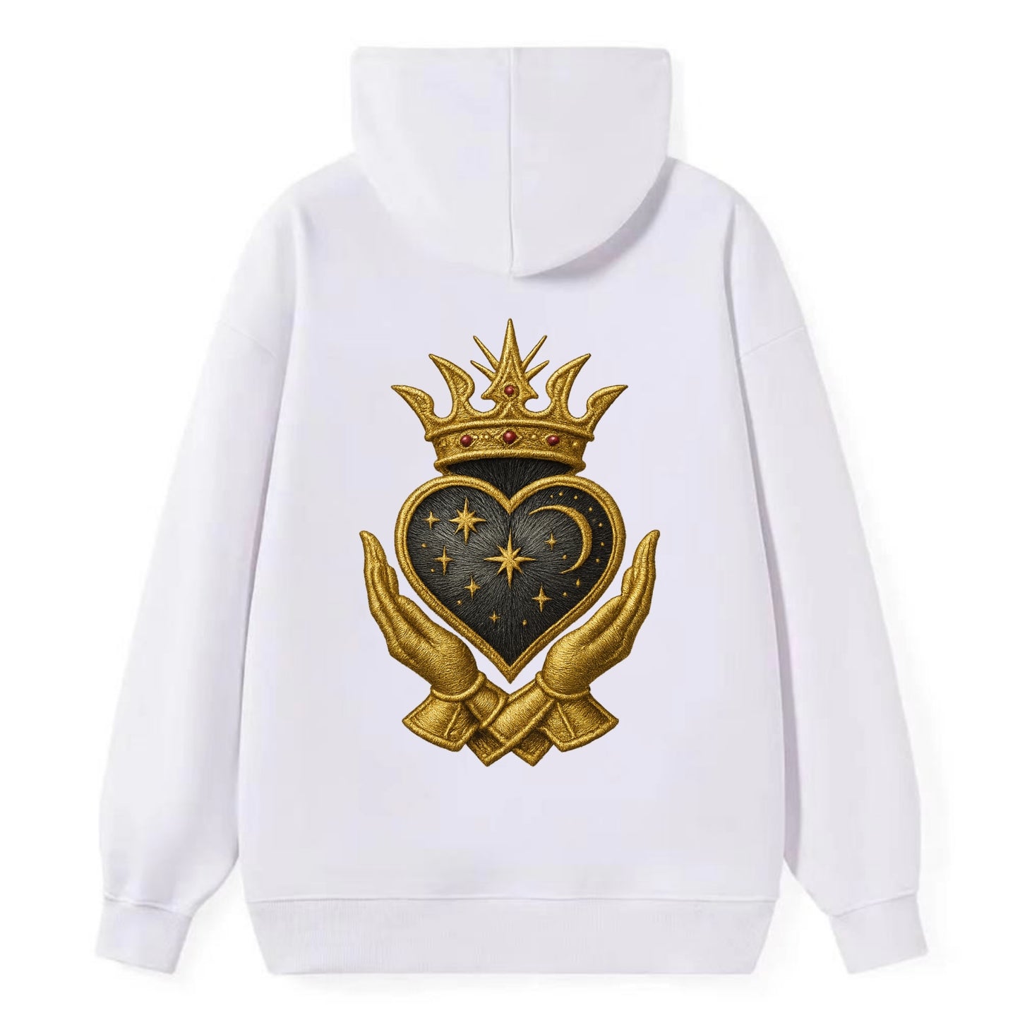 Hammered bronze warrior crown anchoring a dark steel heart with - Classic Pullover Hoodie - White