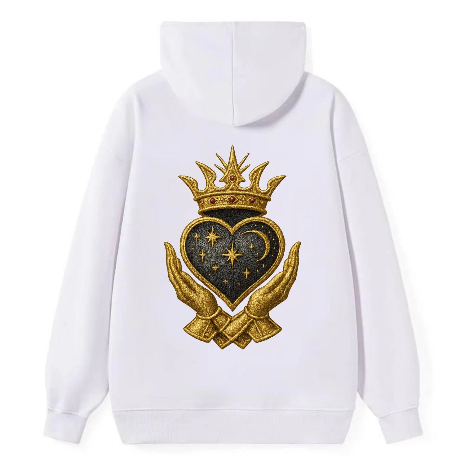 Hammered bronze warrior crown anchoring a dark steel heart with - Classic Pullover Hoodie - White