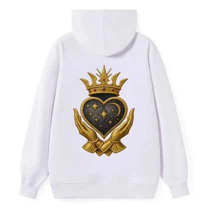 Hammered bronze warrior crown anchoring a dark steel heart with - Classic Pullover Hoodie - White