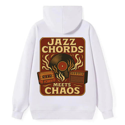 Jazz chords with hyperpop energy - "Jazz Meets Chaos" - unexpected fusion - Classic Pullover Hoodie - White