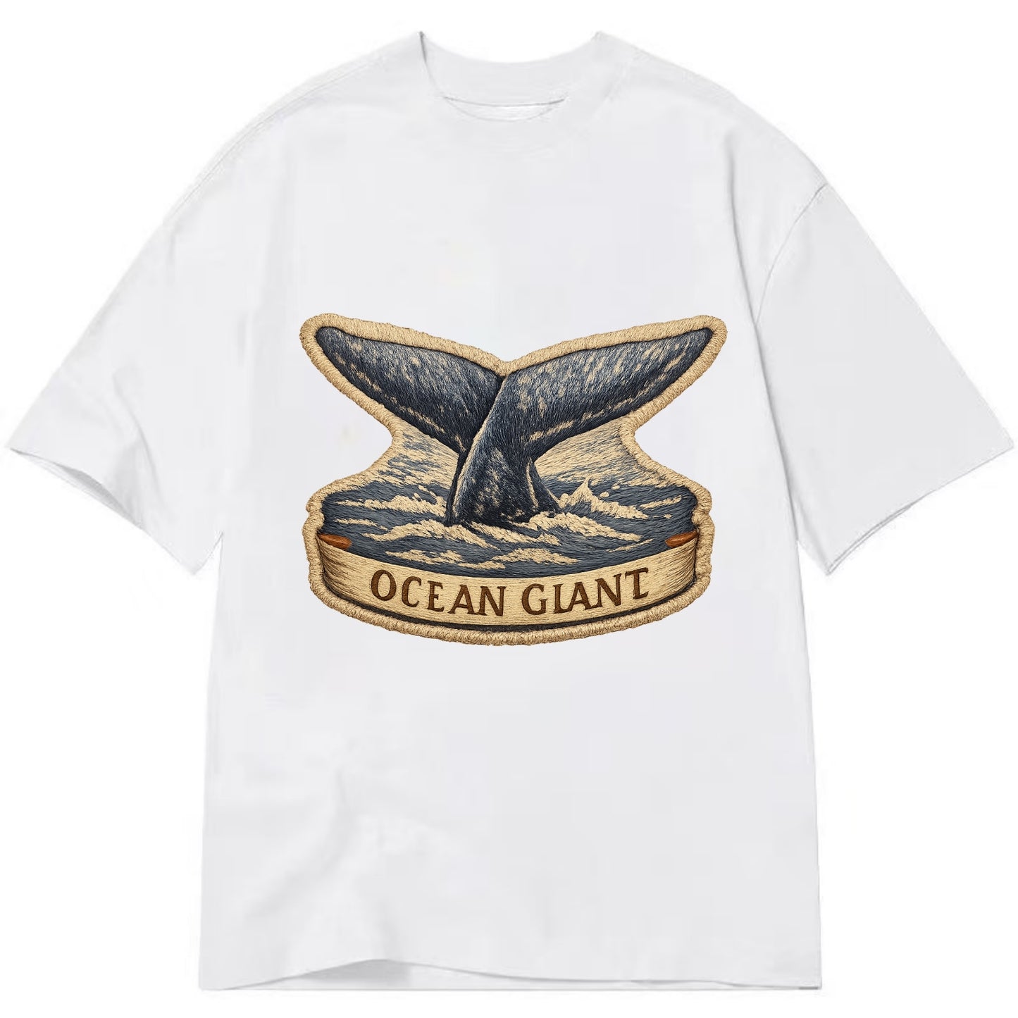 WHALE TAIL - diving whale in blue and gray , ocean giant - Classic T-shirt - White