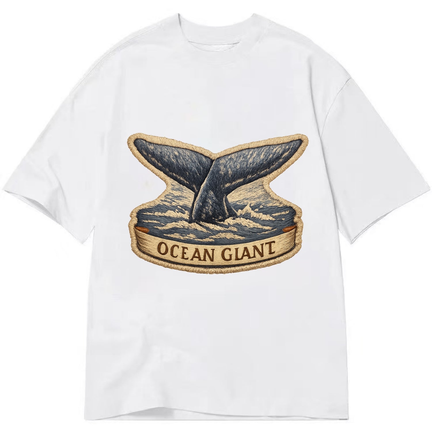 WHALE TAIL - diving whale in blue and gray , ocean giant - Classic T-shirt - White