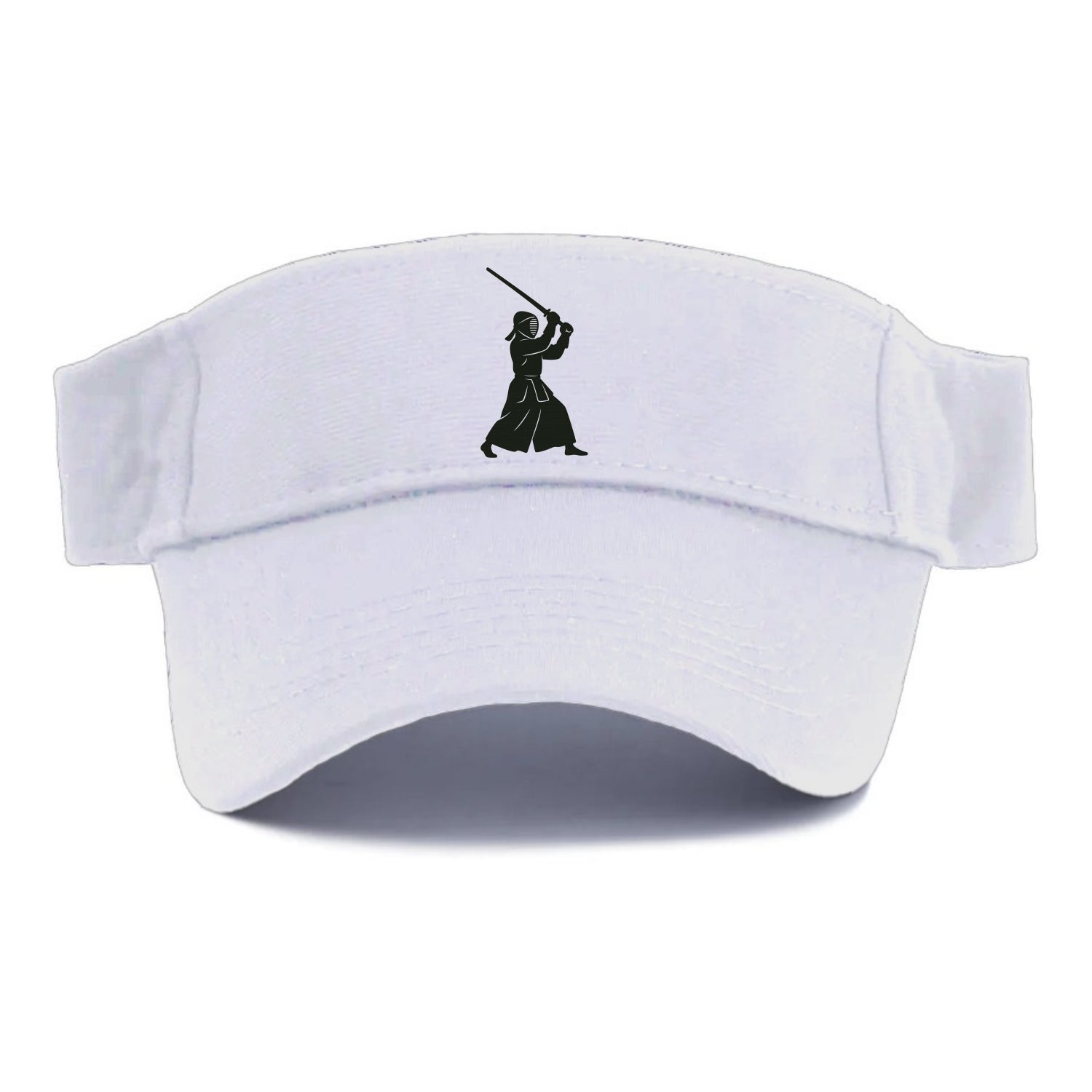 Kendo swordsman in striking stance - Visor - White