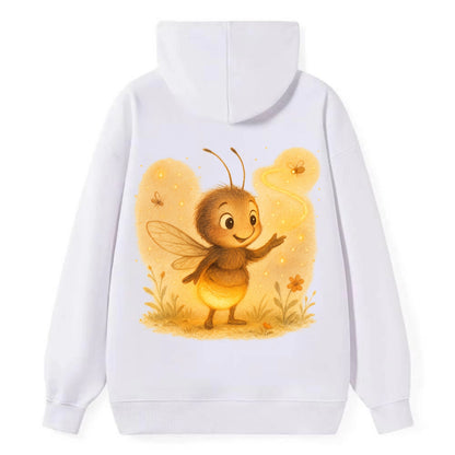 Firefly choreographer arranging synchronized light patterns over a meadow - Classic Pullover Hoodie - White