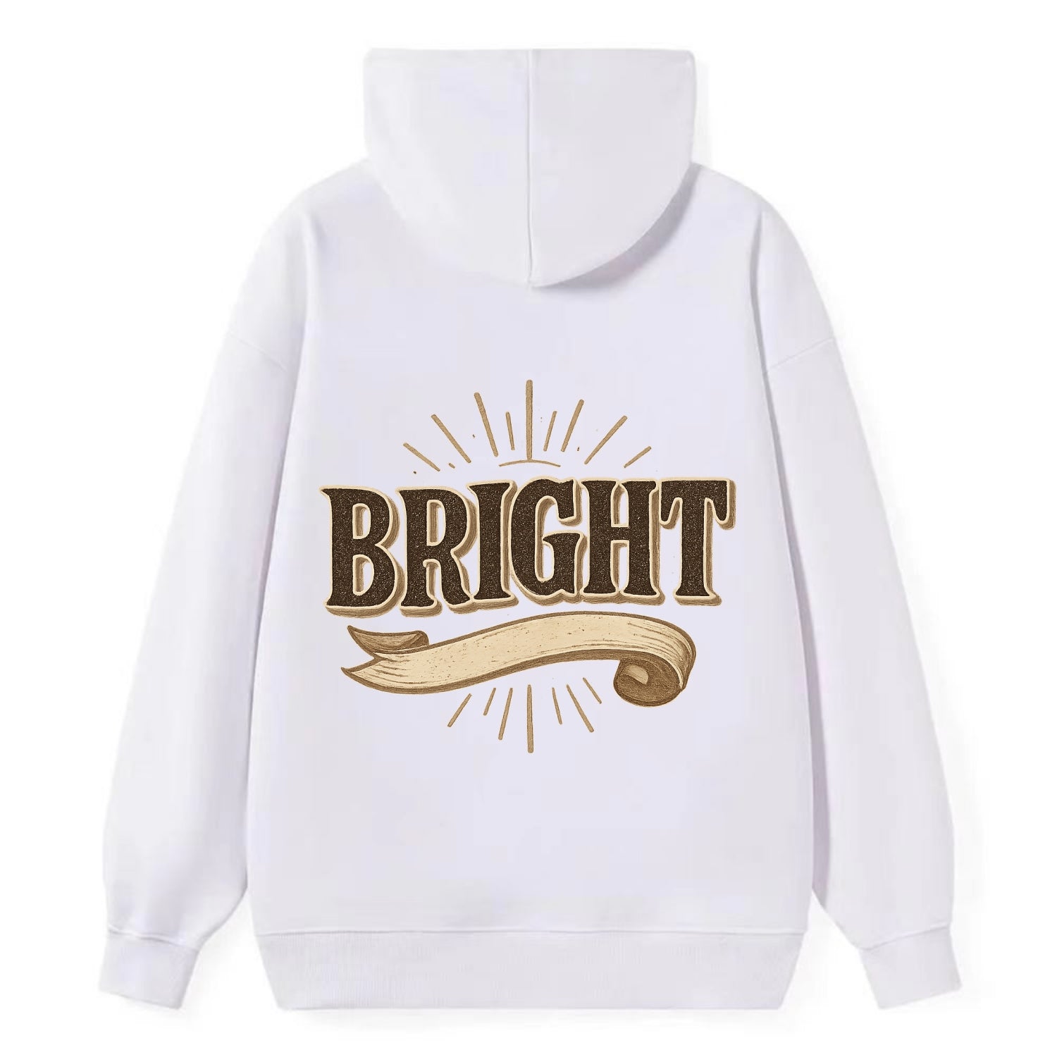 Bold typography design - "BRIGHT" - intelligent, shining - Classic Pullover Hoodie - White