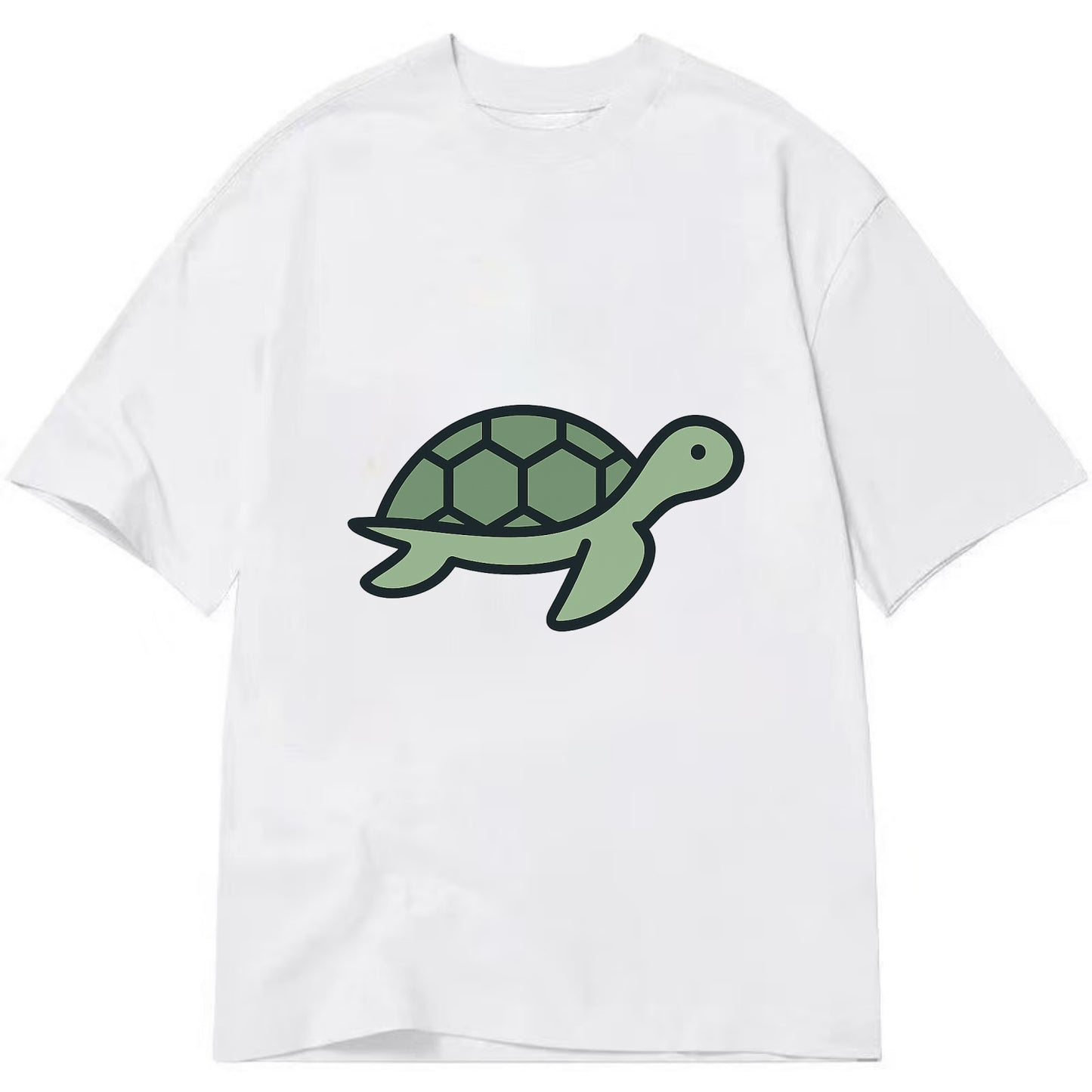 Sea Turtle - Green with shell pattern flat side profile - Classic T-shirt - White
