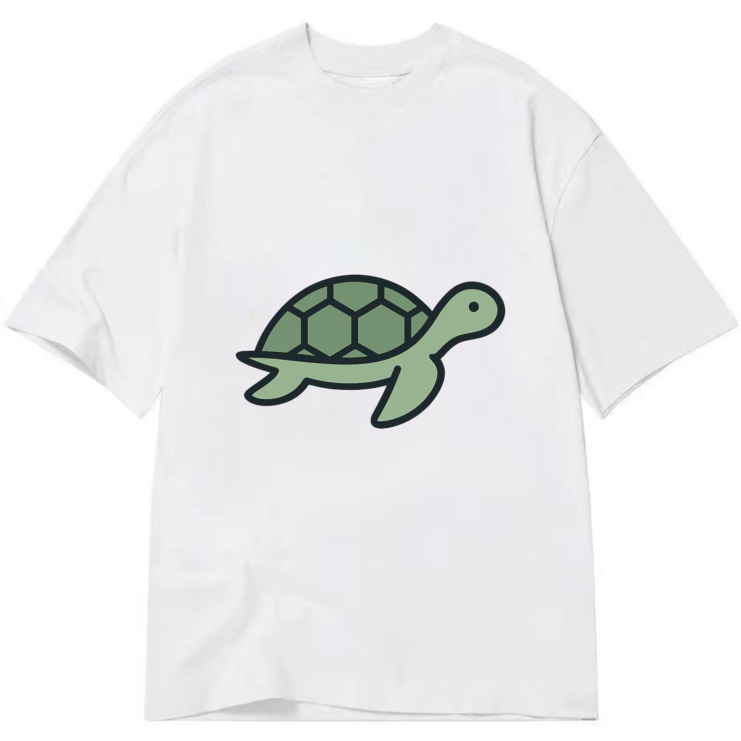 Sea Turtle - Green with shell pattern flat side profile - Classic T-shirt - White