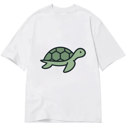 Sea Turtle - Green with shell pattern flat side profile - Classic T-shirt - White