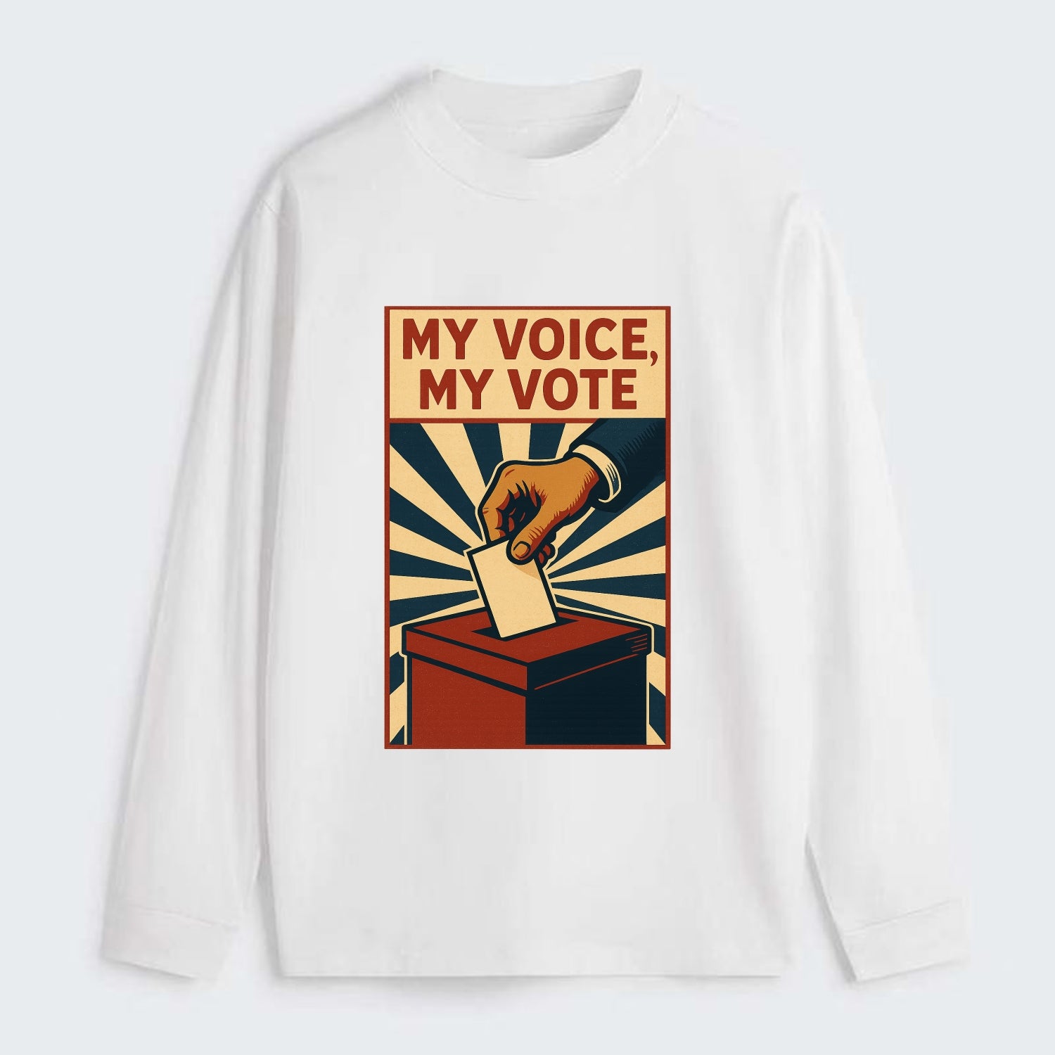 Hand dropping ballot into box with determination - "My Voice, My Vote" - Classic Long Sleeve Shirt - White