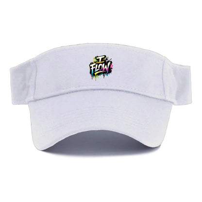 Bold typography design - "I FLOW" - going with life, easy movement - Visor - White