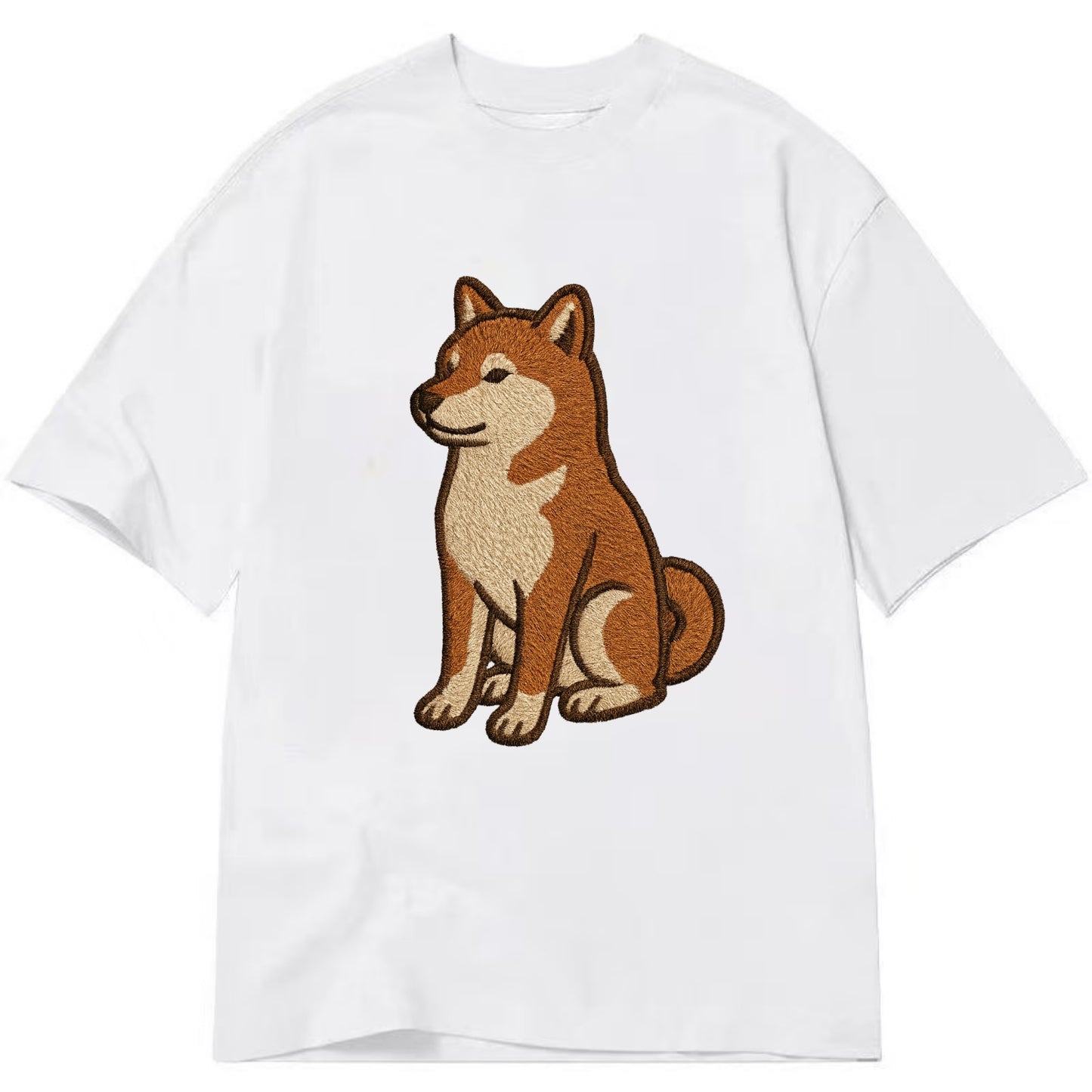 Shiba Inu - Red sesame embroidered sitti Classic T-shirt - White