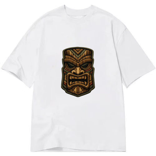 TIKI MASK - carved totem in brown and red , Polynesian - Classic T-shirt