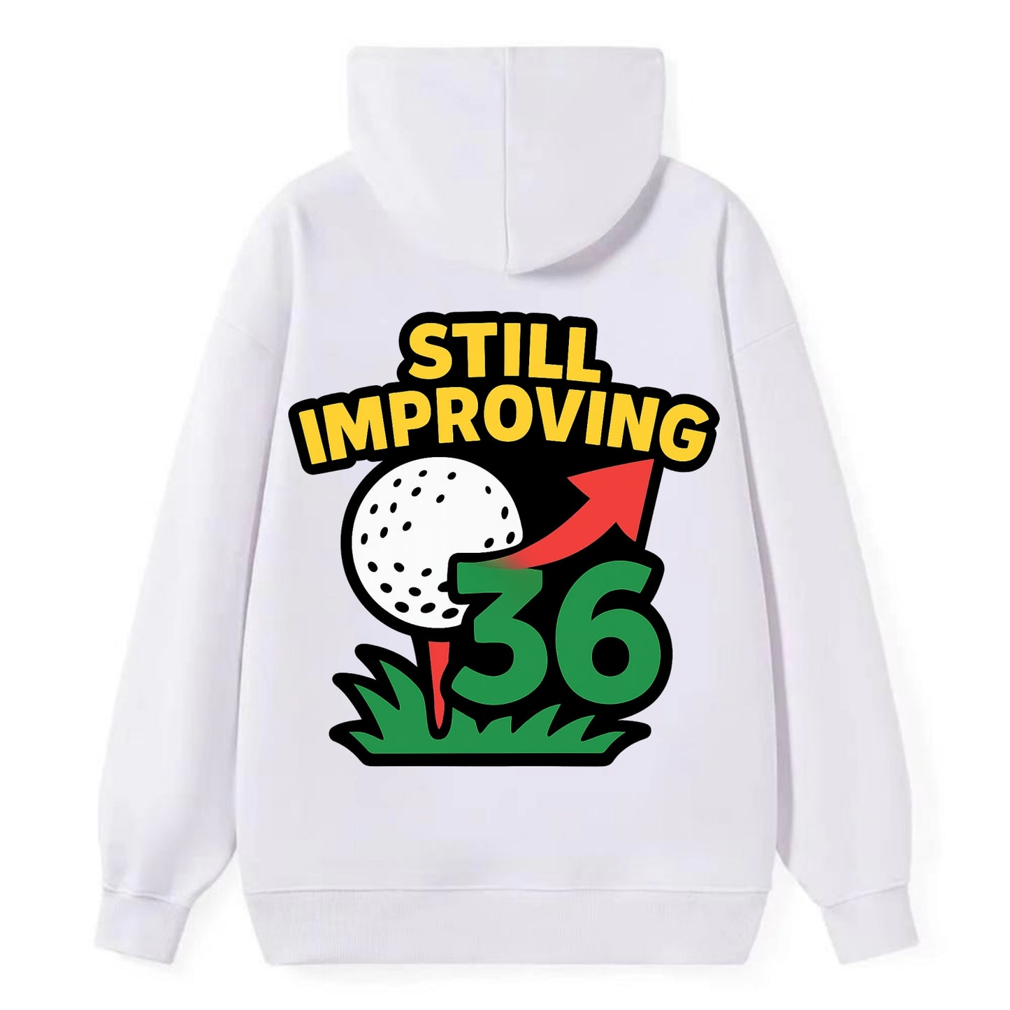 Handicap number getting higher with arrow - "Still Improving" - - Classic Pullover Hoodie - White