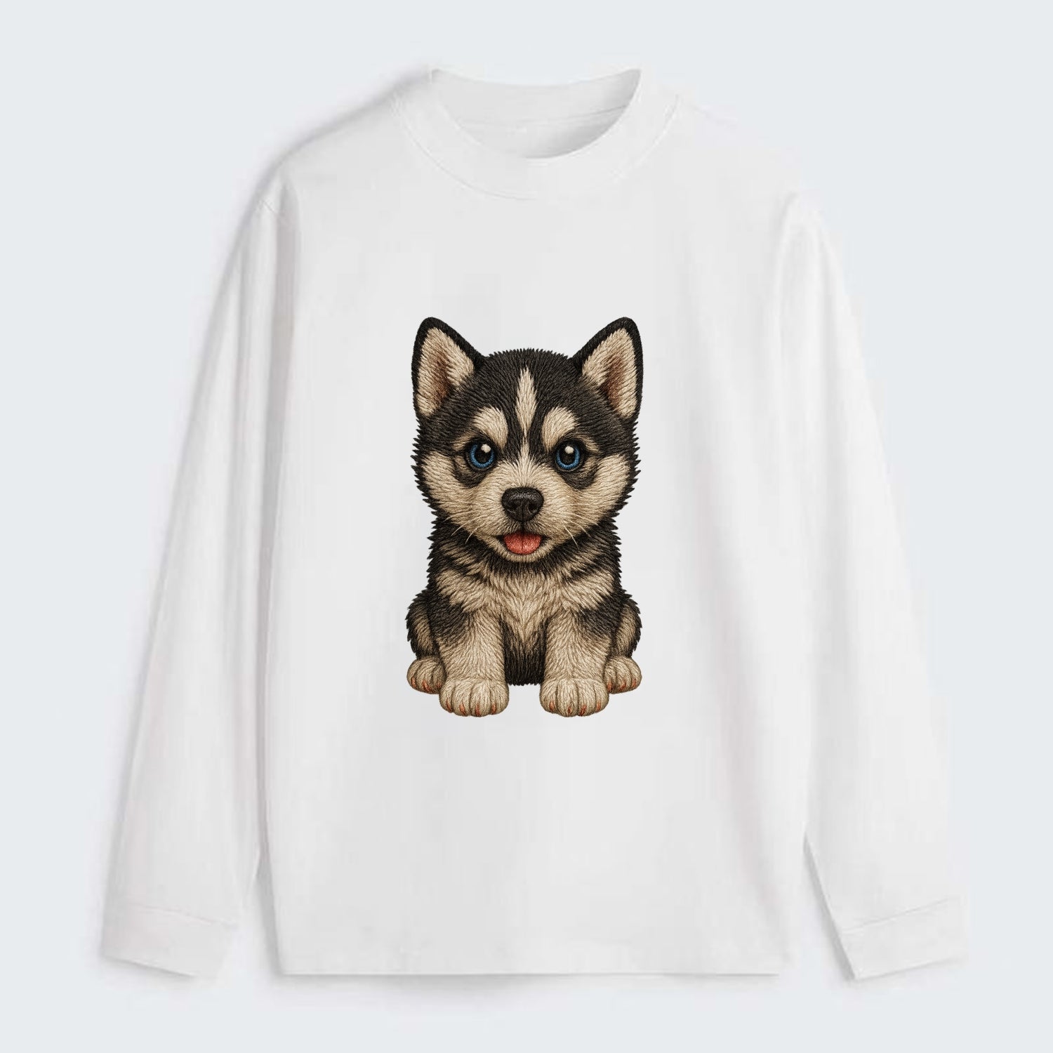 Baby Siberian Husky Puppy - blue or bi-colored eyes, fluffy coat, - Classic Long Sleeve Shirt - White