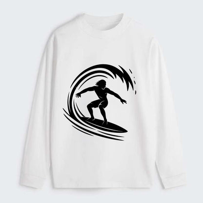 Hawaiian surfer riding big wave - Classic Long Sleeve Shirt - White