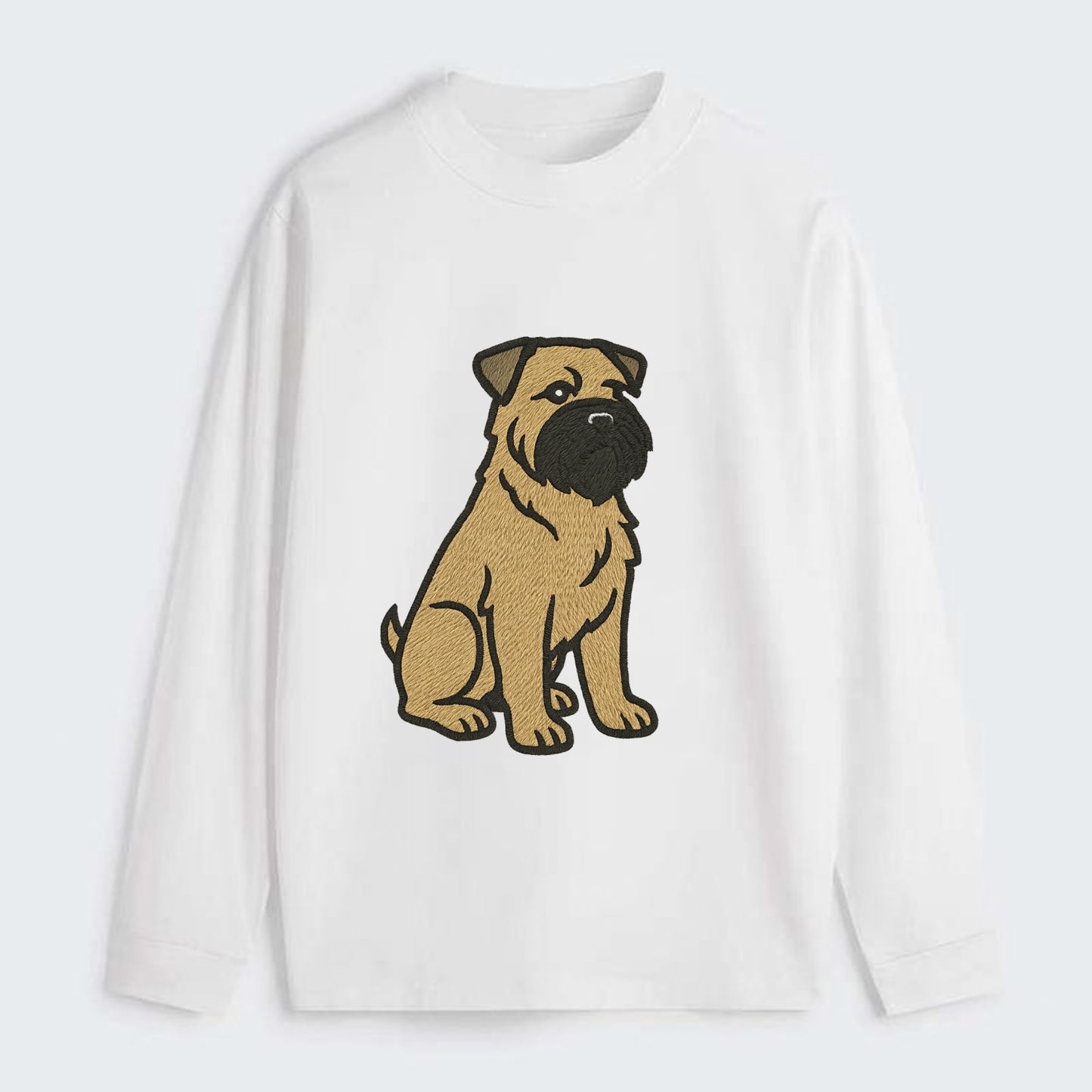 Bouvier des Flandres - Fawn rough coat embroidered design - Classic Long Sleeve Shirt - White