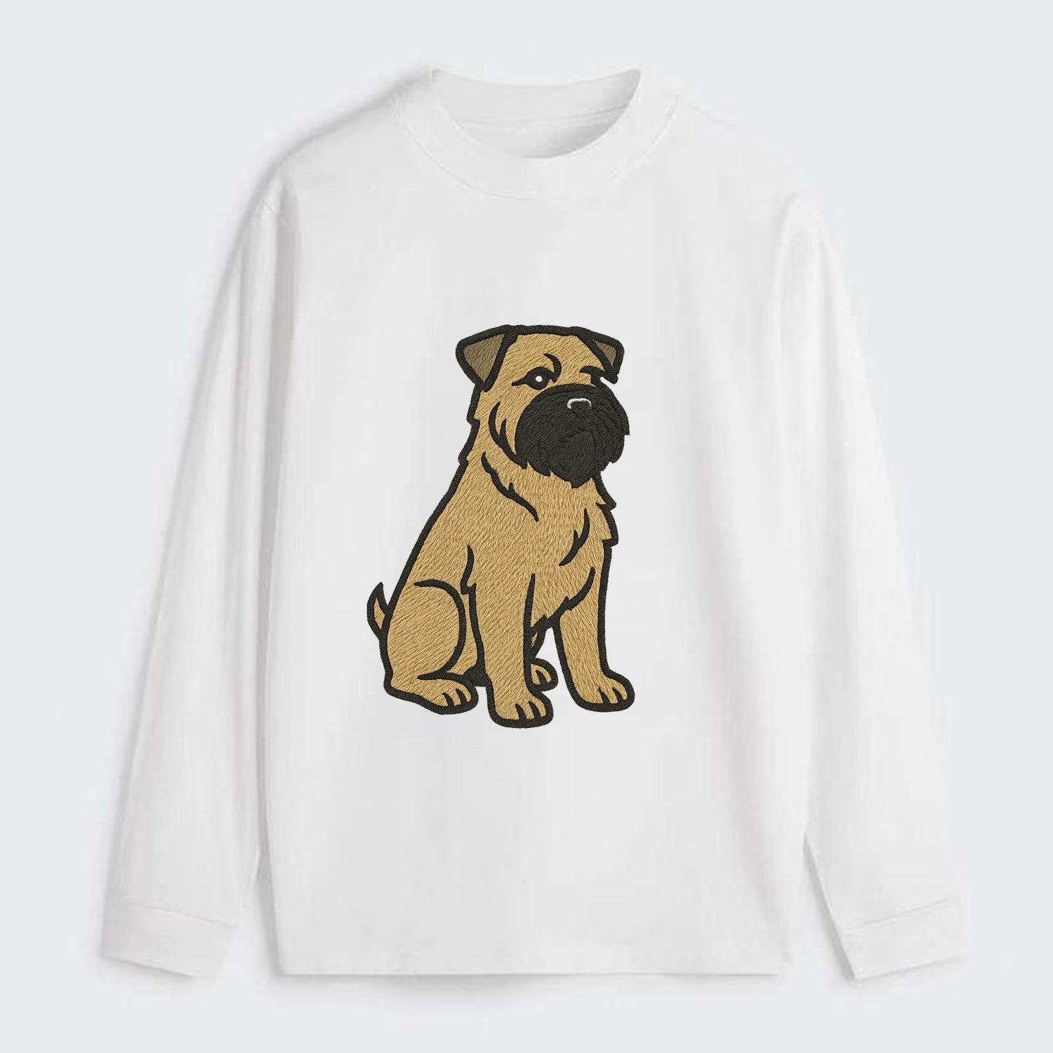 Bouvier des Flandres - Fawn rough coat embroidered design - Classic Long Sleeve Shirt - White