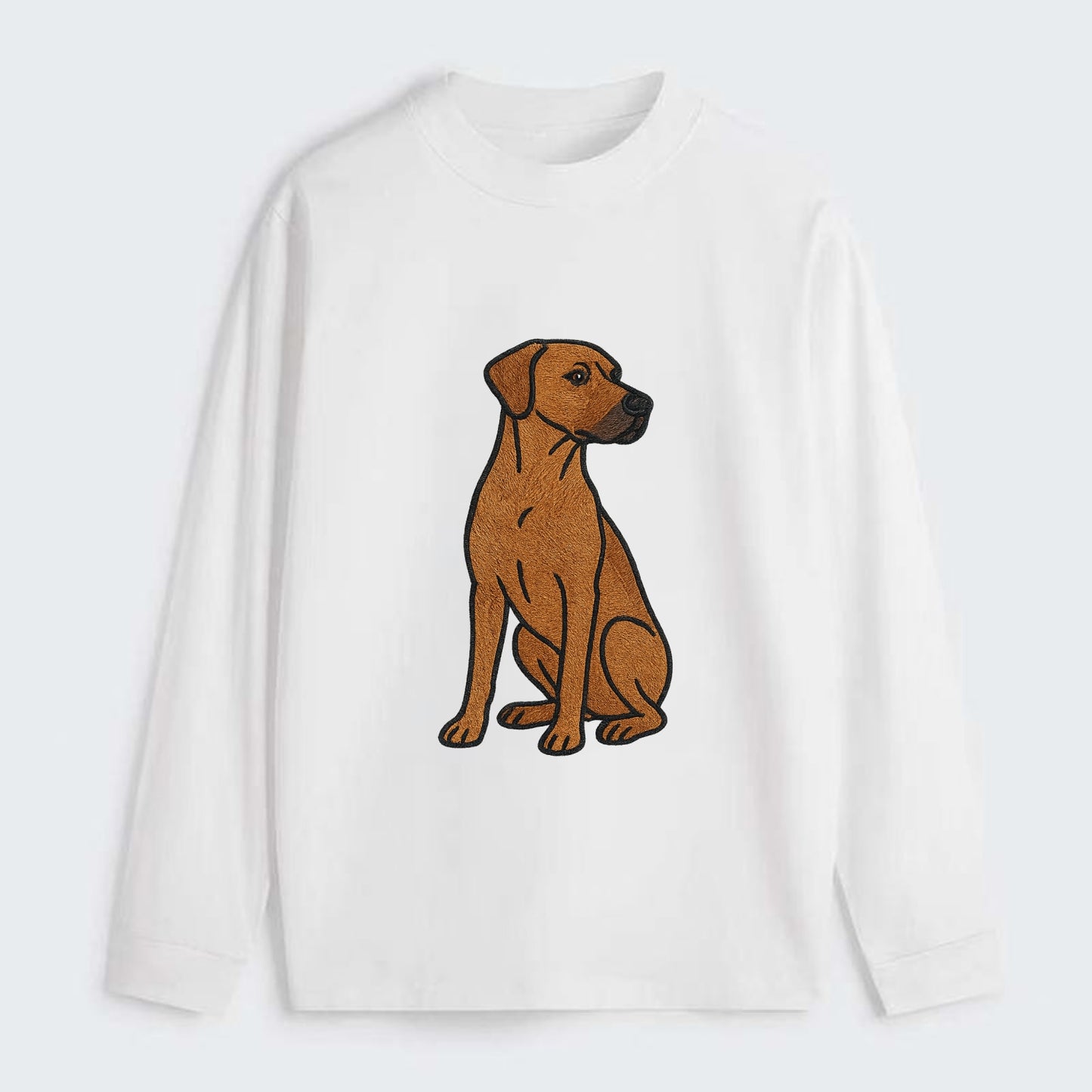 Rhodesian Ridgeback - Red wheaten embroidered pose - Classic Long Sleeve Shirt - White