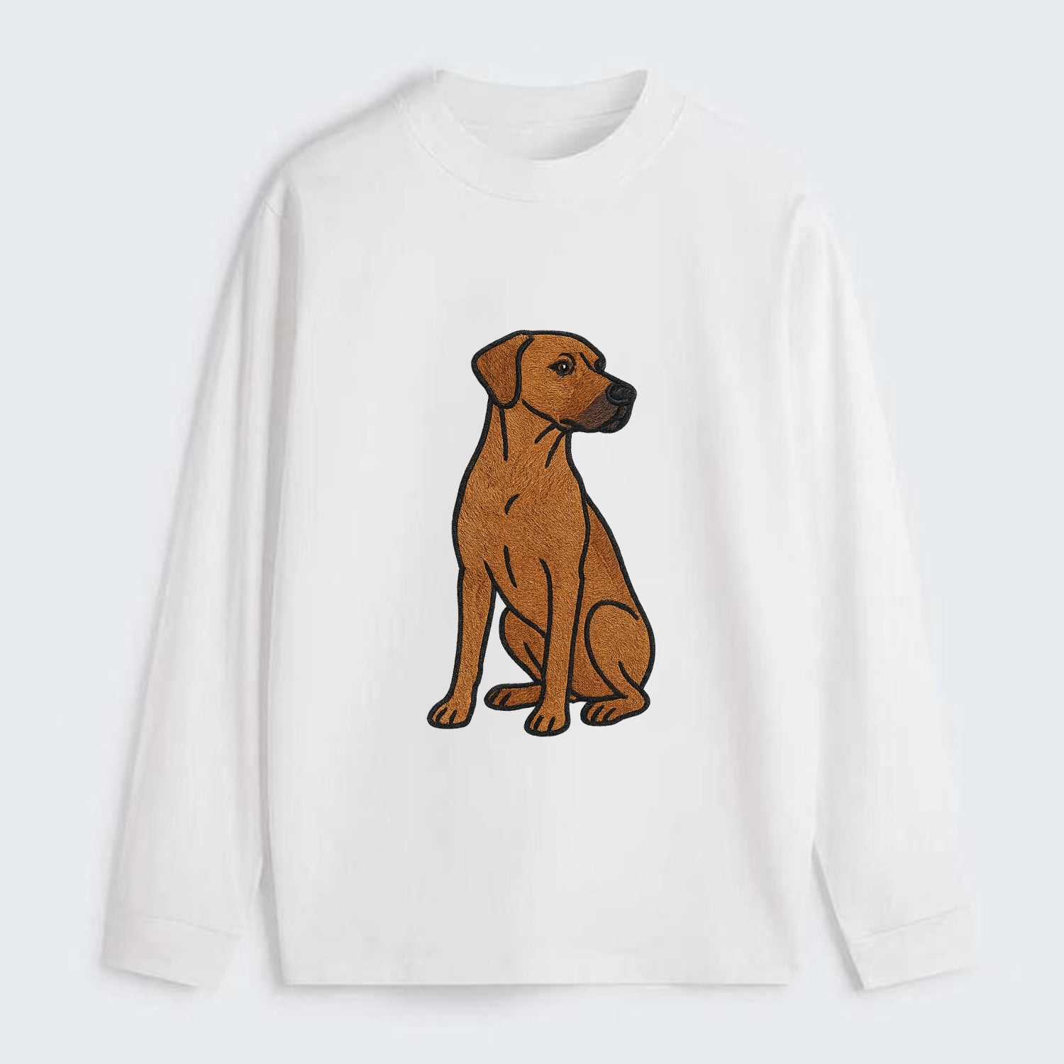 Rhodesian Ridgeback - Red wheaten embroidered pose - Classic Long Sleeve Shirt - White