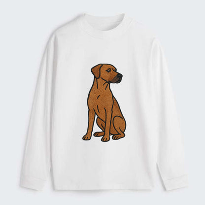 Rhodesian Ridgeback - Red wheaten embroidered pose - Classic Long Sleeve Shirt - White