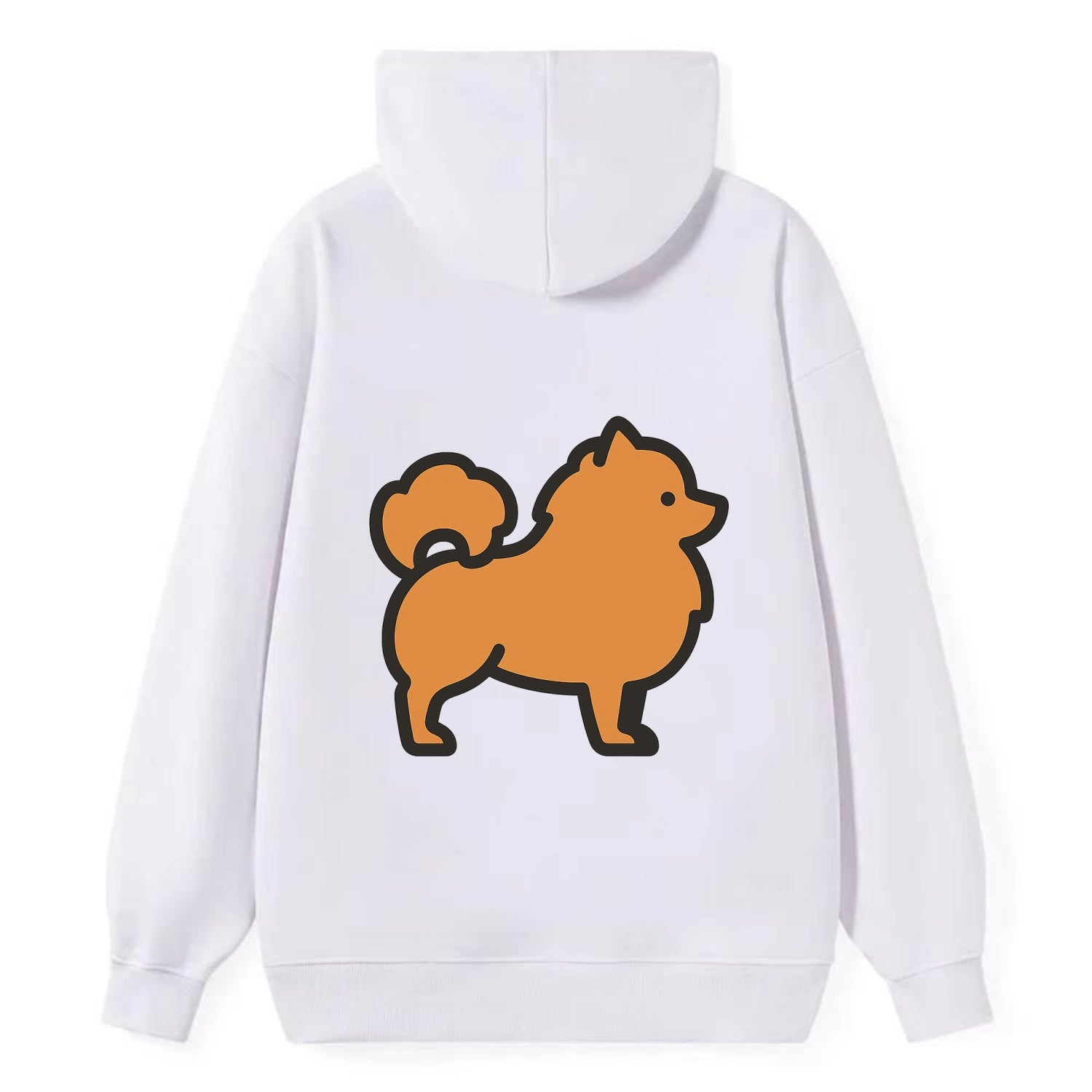Pomeranian - Orange fluffy flat side profile - Classic Pullover Hoodie - White