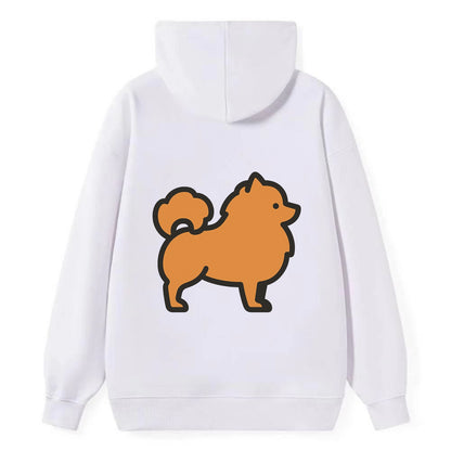 Pomeranian - Orange fluffy flat side profile - Classic Pullover Hoodie - White