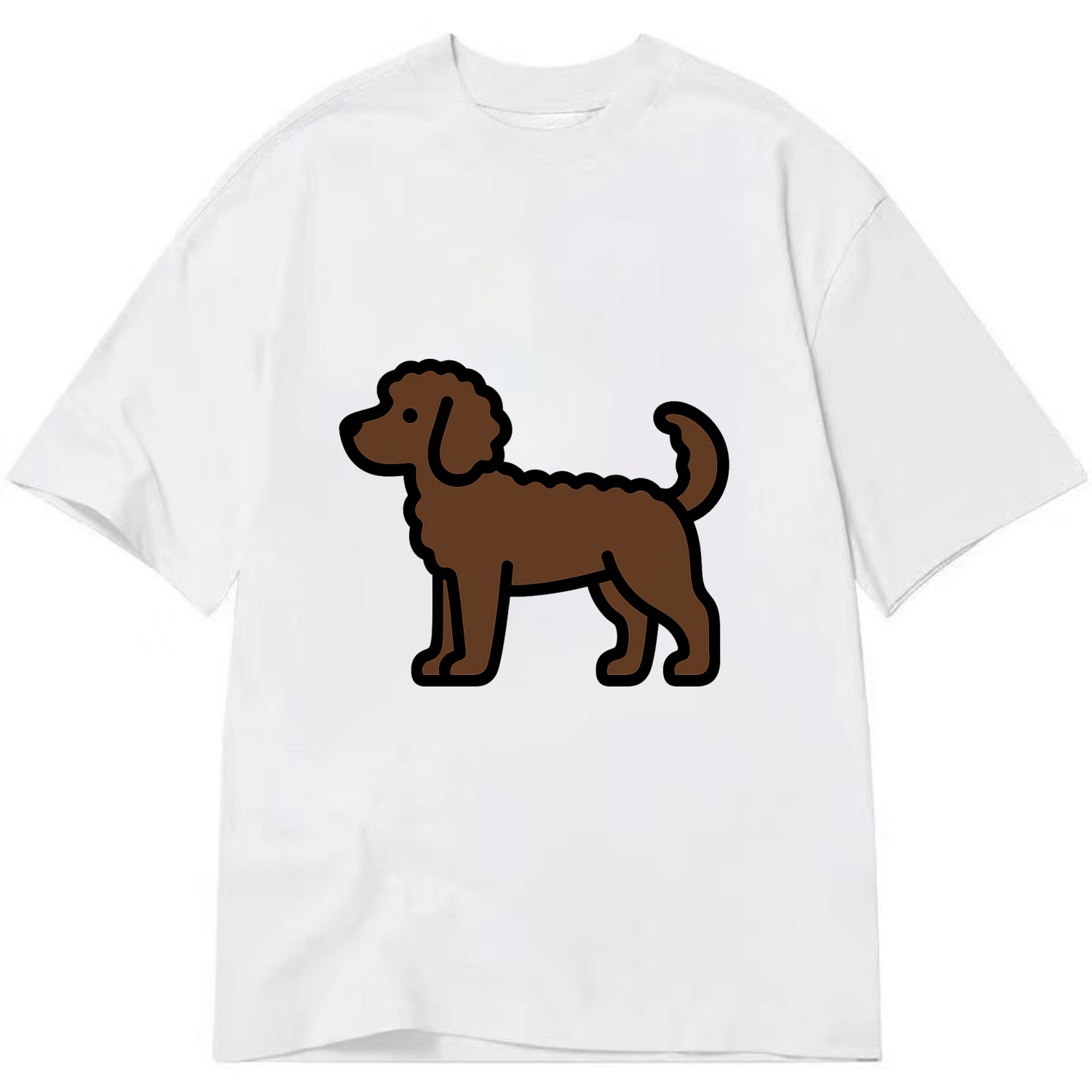 Labradoodle - Chocolate curly flat side profile - Classic T-shirt - White