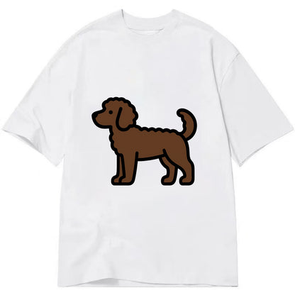 Labradoodle - Chocolate curly flat side profile - Classic T-shirt - White