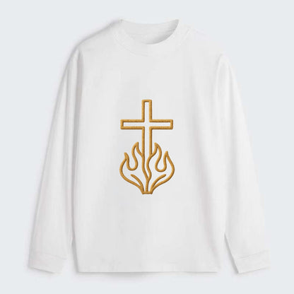 Burning Bush Cross  - Classic Long Sleeve Shirt - White