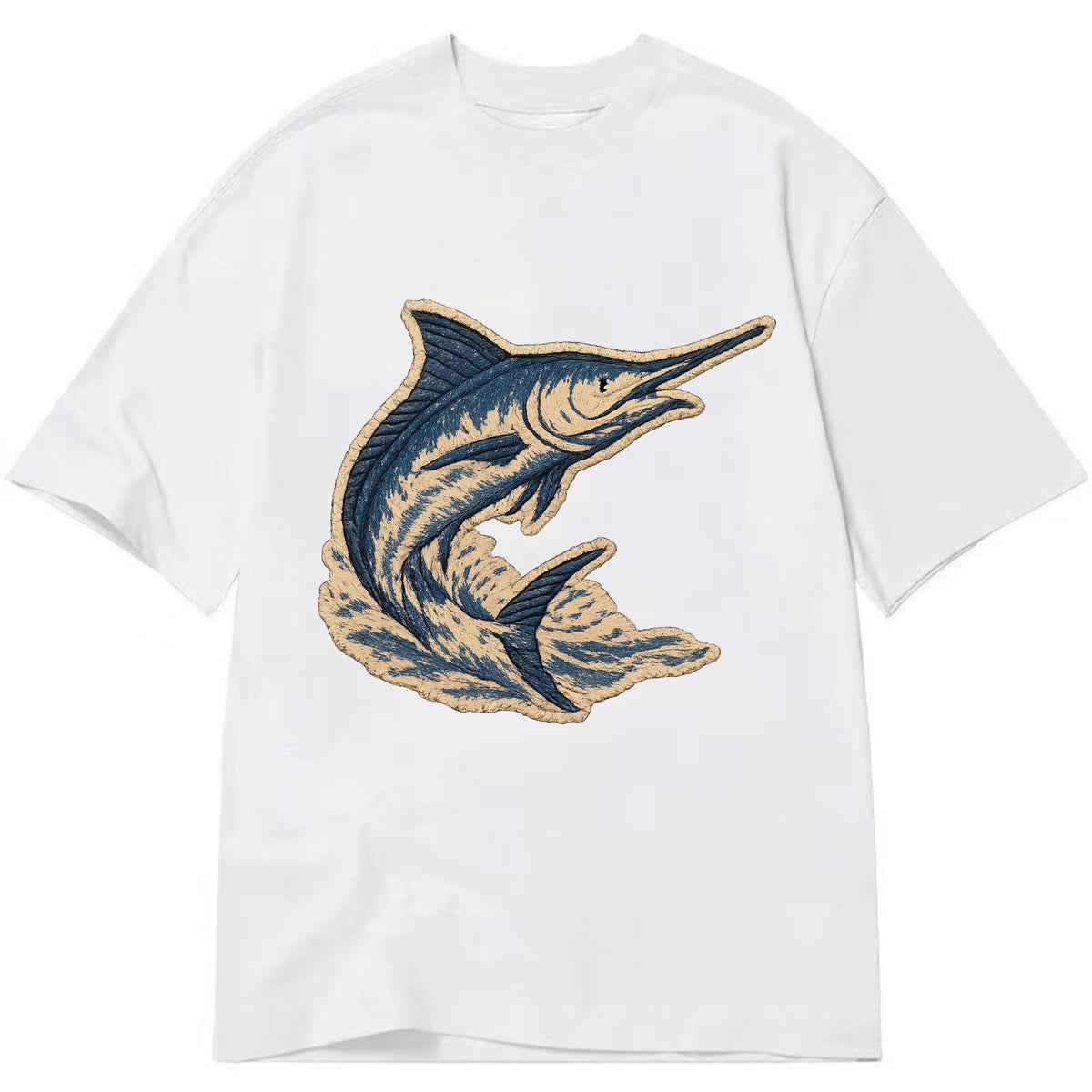 SWORDFISH MARLIN - leaping marlin in blue and silver , sport fishing - Classic T-shirt - White
